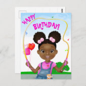 Afrikanisches amerikanisches Mädchen Skipping Birt Postkarte (Vorne/Hinten)