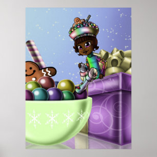 Afrikanisches amerikanisches Mädchen und Weihnacht Poster