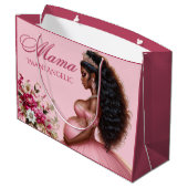 Afrikanisches amerikanisches Mama als rosa & golde Große Geschenktüte (Rückseite Schrägansicht)