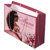 Afrikanisches amerikanisches Mama als rosa & golde Große Geschenktüte (Vorderseite Schrägansicht)
