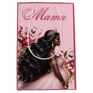 Afrikanisches amerikanisches Mama als rosa & golde Mittlere Geschenktüte