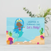 Afrikanisches amerikanisches Meerjungfrau-Girl-Kin Einladung (Stehend Vorderseite)