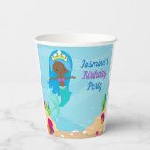 Afrikanisches amerikanisches Meerjungfrau-Girl-Kin Pappbecher (Rückseite)