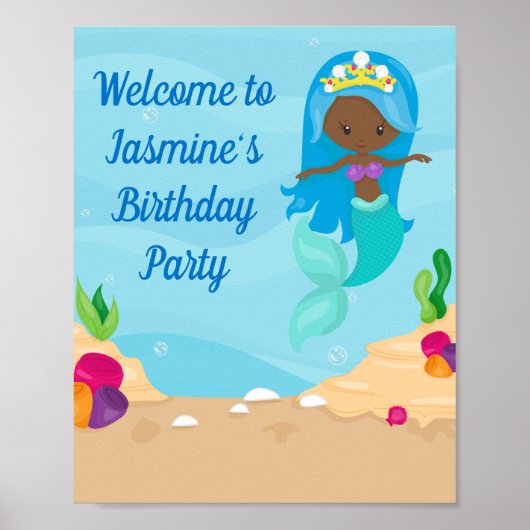 Afrikanisches amerikanisches Meerjungfrau-Girl-Kin Poster (Vorne)