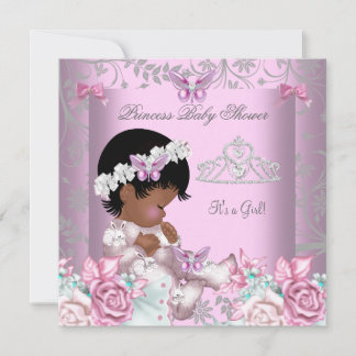 Afrikanisches amerikanisches Pink Butterfly Baby S Einladung