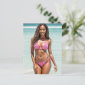 Afrikanisches amerikanisches Swimsuit-Modell läche Postkarte (Stehend Vorderseite)