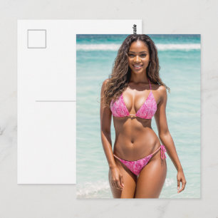 Afrikanisches amerikanisches Swimsuit-Modell läche Postkarte