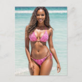 Afrikanisches amerikanisches Swimsuit-Modell läche Postkarte (Vorderseite)