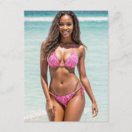 Afrikanisches amerikanisches Swimsuit-Modell läche Postkarte