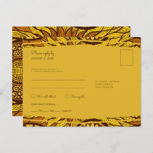 Afrikanisches Ankara Gelbe UAWG Einladungspostkarte (Vorne/Hinten)