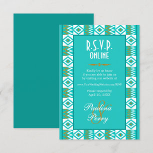 Afrikanisches Aqua Teal Blau Kente RSVP Online Ein Karte