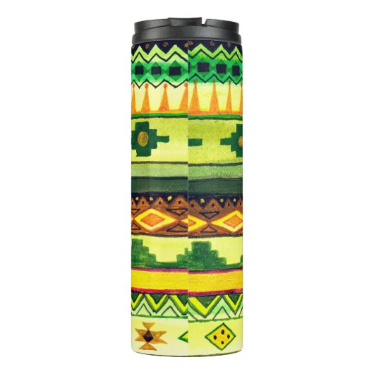 Afrikanisches Aquarellmuster Thermosbecher (Rückseite)