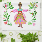 Afrikanisches Blumenmädchen im Jugendstil Geschirrtuch (Gefaltet)