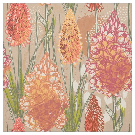 Afrikanisches Blumenorange Rosa Gold Stoff (Muster)