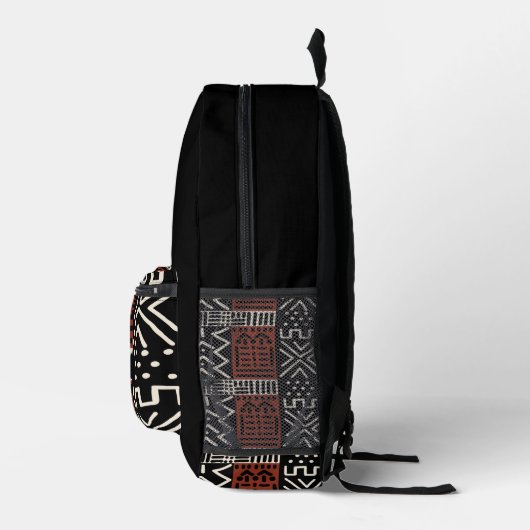 Afrikanisches Bogolan Black Mud Tuch Inspiriert Ru Bedruckter Rucksack (Rechts)