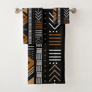 Afrikanisches Bogolan Style Schlammtuch Inspiriert Badhandtuch Set