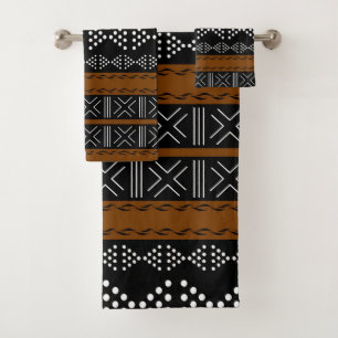 Afrikanisches Bogolan Style Schlammtuch Inspiriert Badhandtuch Set