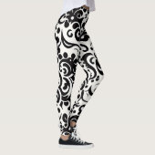 Afrikanisches Damaskus-Schwarz-weißes Muster Leggings (Rechts)