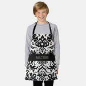 Afrikanisches Damaskus-Schwarz-weißes Muster Schürze (Getragen)