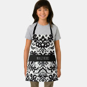 Afrikanisches Damaskus-Schwarz-weißes Muster Schürze (Insitu)