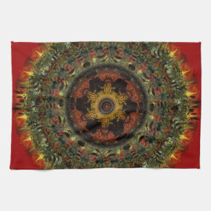 Afrikanisches Dämmerungs-Mandala-Küchen-Teetuch Handtuch