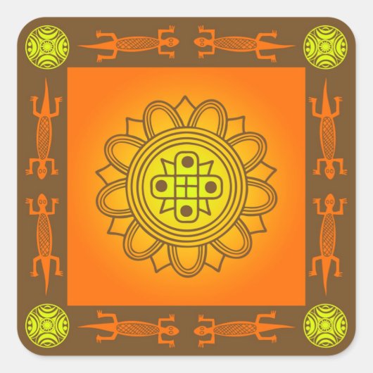 afrikanisches Design Quadratischer Aufkleber (Vorderseite)