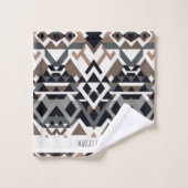 Afrikanisches Dreieck Geometrisches braunes graues Badhandtuch Set (Waschlappen)