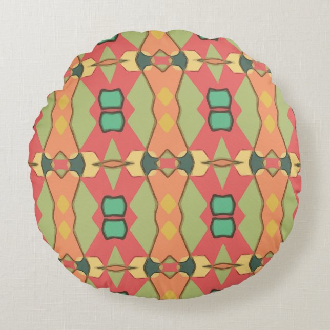 afrikanisches Druckkissen Rundes Kissen (Vorderseite)