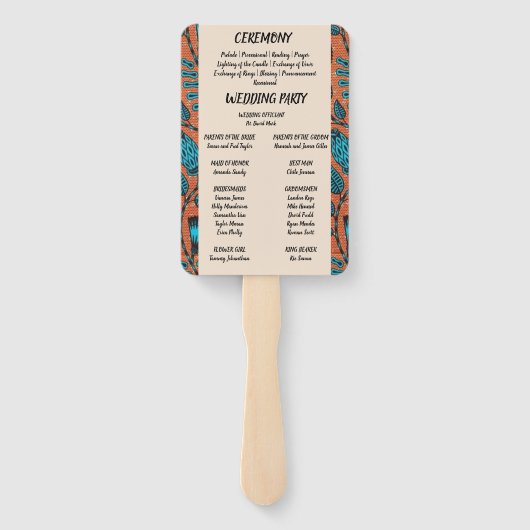 AFRIKANISCHES DRUCKPROGRAMM HAND FAN FÄCHER (Rückseite)