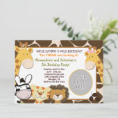 Afrikanisches Dschungel-Tiere *FOTO* Einladung (Stehend Vorderseite)