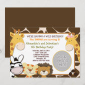 Afrikanisches Dschungel-Tiere *FOTO* Einladung (Vorne/Hinten)