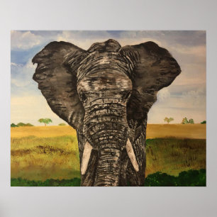Afrikanisches Elefant Malerei Art Print Poster