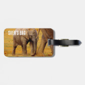 Afrikanisches Elefantenbabykalb Gepäckanhänger (Rückseite horizontal)