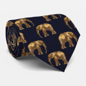 Afrikanisches Elefantenmuster auf Navy Blue Krawatte (Gerollt)