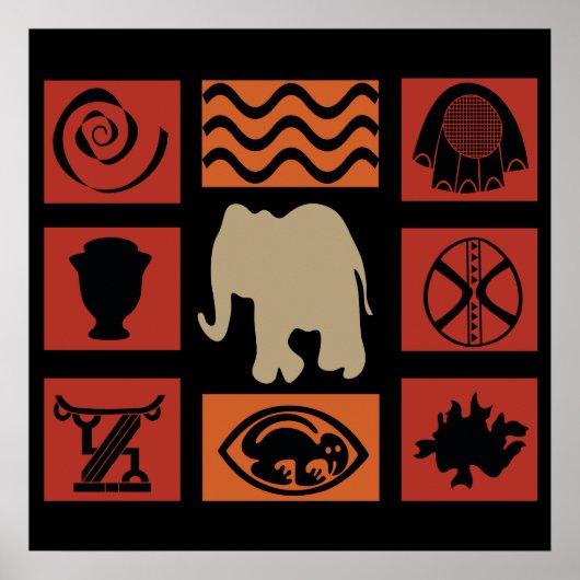 afrikanisches Elefantenmuster Poster (Vorne)