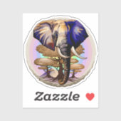 Afrikanisches Elephant Surreal Portrait Aufkleber (Blatt)