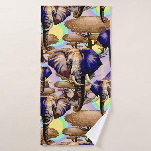 Afrikanisches Elephant Surreal Portrait Badhandtuch Set (Badehandtuch)