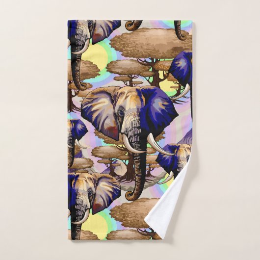 Afrikanisches Elephant Surreal Portrait Badhandtuch Set (Handtuch)
