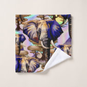 Afrikanisches Elephant Surreal Portrait Badhandtuch Set (Waschlappen)