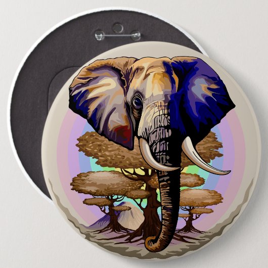 Afrikanisches Elephant Surreal Portrait Button (Vorne & Hinten)