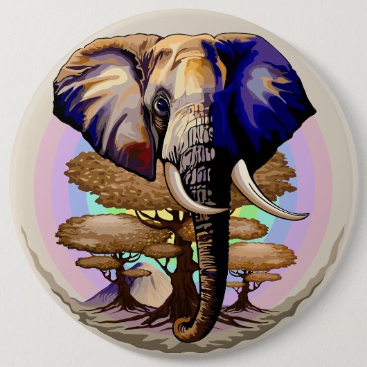 Afrikanisches Elephant Surreal Portrait Button (Vorderseite)