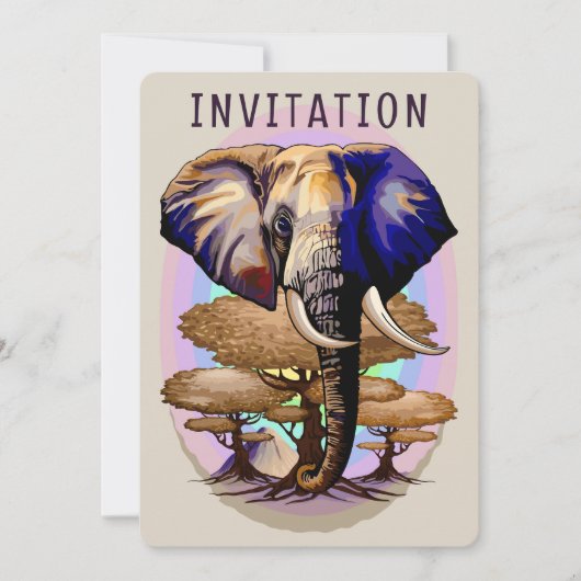 Afrikanisches Elephant Surreal Portrait Einladung (Vorderseite)