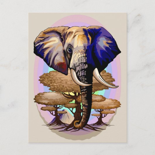 Afrikanisches Elephant Surreal Portrait Feiertagspostkarte (Vorderseite)