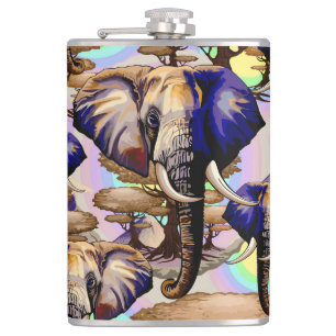 Afrikanisches Elephant Surreal Portrait Flachmann