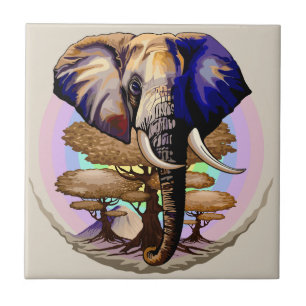 Afrikanisches Elephant Surreal Portrait Fliese
