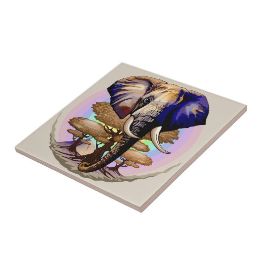 Afrikanisches Elephant Surreal Portrait Fliese (Seite)