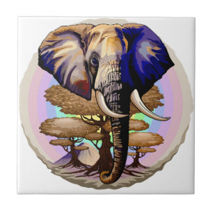 Afrikanisches Elephant Surreal Portrait Fliese