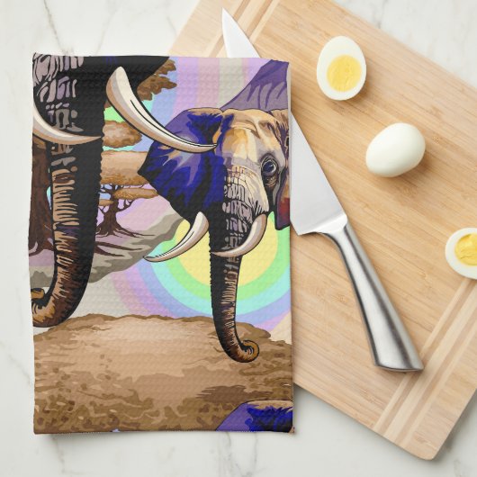 Afrikanisches Elephant Surreal Portrait Geschirrtuch (Viertel Falte)