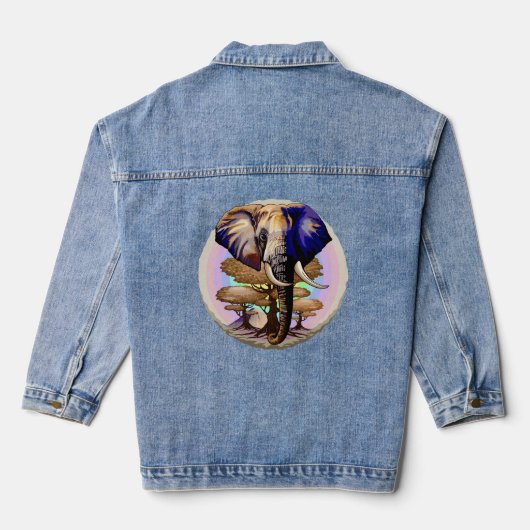 Afrikanisches Elephant Surreal Portrait Jeansjacke (Rückseite)