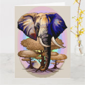 Afrikanisches Elephant Surreal Portrait Karte (Gelbe Blume)